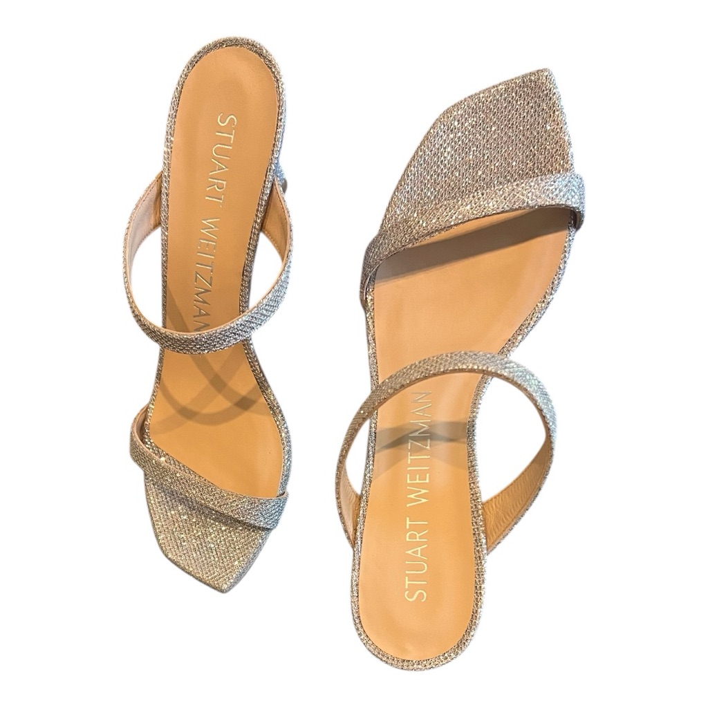 Stuart Weitzman Silver “Aleena 75” Slide Women's Sandal Size 8 Like New In Box